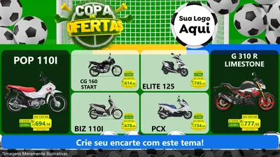 Modelo de TV para TV Horizontal com o tema Copa De Ofertas para Concessionaria de Motos