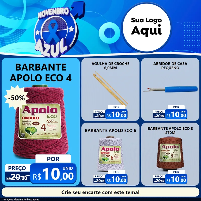 Modelo de Rede Social para Feed Facebook com o tema Novembro Azul para Armarinho e Aviamentos