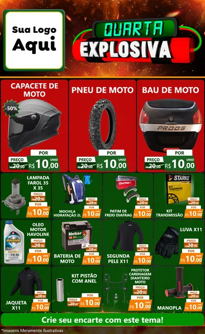 Modelo de Encarte para Encarte Grande com o tema Quarta Explosiva para Moto peças