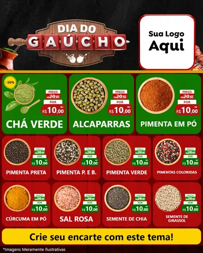 Modelo de Rede Social para Feed Instagram com o tema Dia do Gaúcho para Produtos Naturais