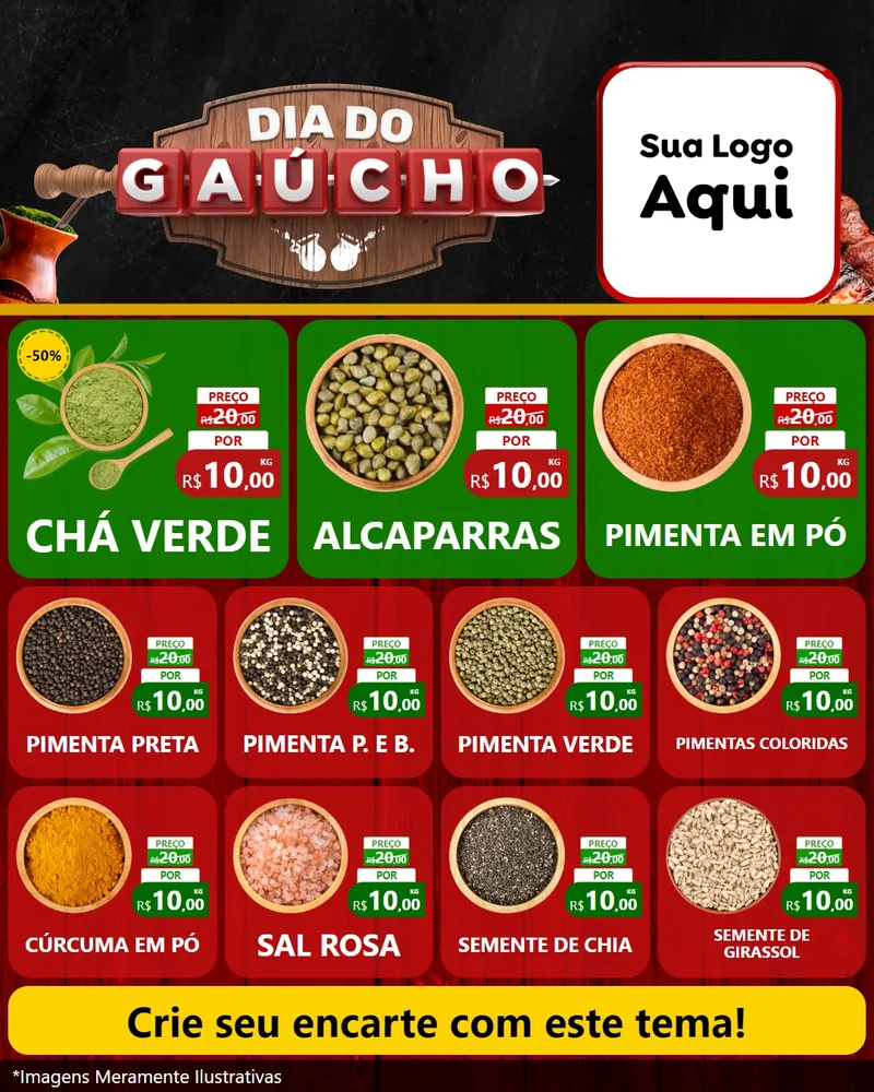 Modelo de Rede Social para Feed Instagram com o tema Dia do Gaúcho para Produtos Naturais