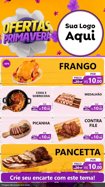 Modelo de TV para TV Vertical com o tema Ofertas Da Primavera para Assados
