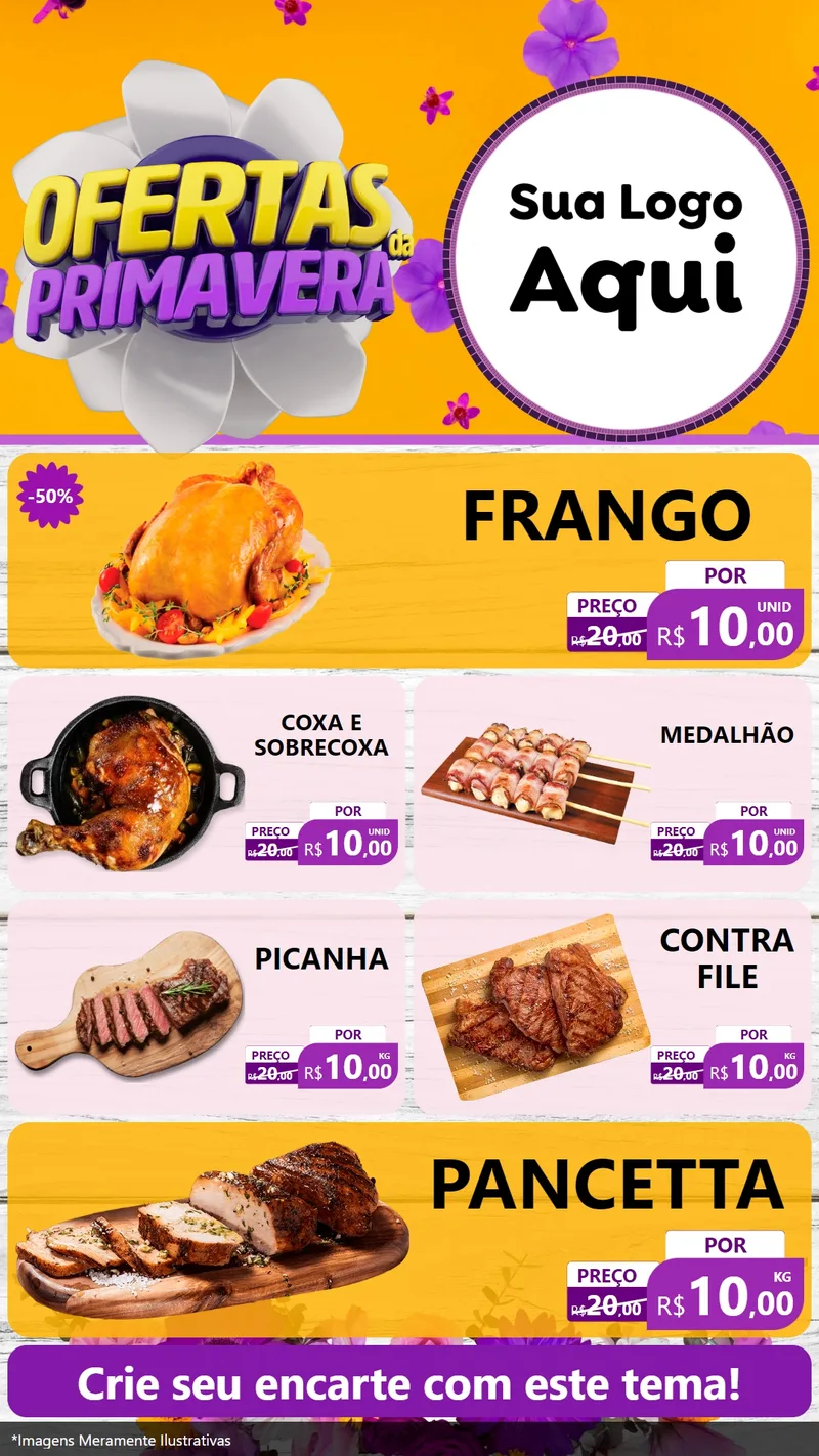 Modelo de TV para TV Vertical com o tema Ofertas Da Primavera para Assados