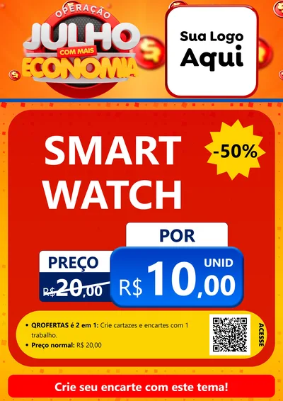 Modelo de Cartaz para Cartaz A4 Vertical com o tema Operação Julho Com Mais Economia para Informática
