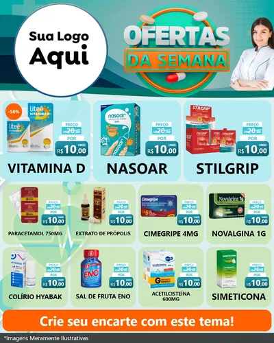 Modelo de Rede Social para Feed Instagram com o tema Ofertas da Semana para Farmácia