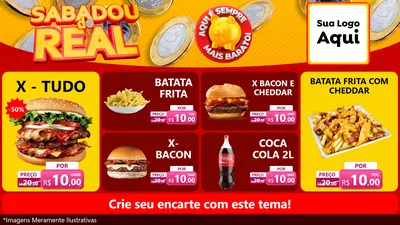 Modelo de TV para TV Horizontal com o tema Sabadou do Real para Hamburgueria
