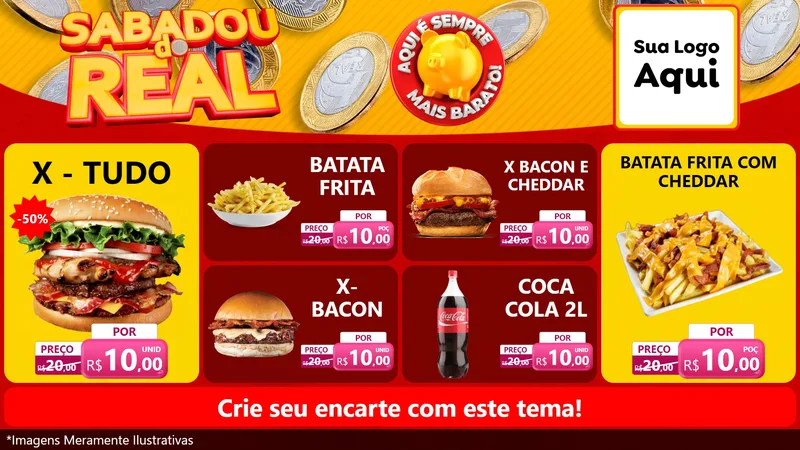 Modelo de TV para TV Horizontal com o tema Sabadou do Real para Hamburgueria