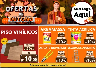 Modelo de Encarte para Encarte A4 Horizontal com o tema Ofertas de Outono para Material para Construção