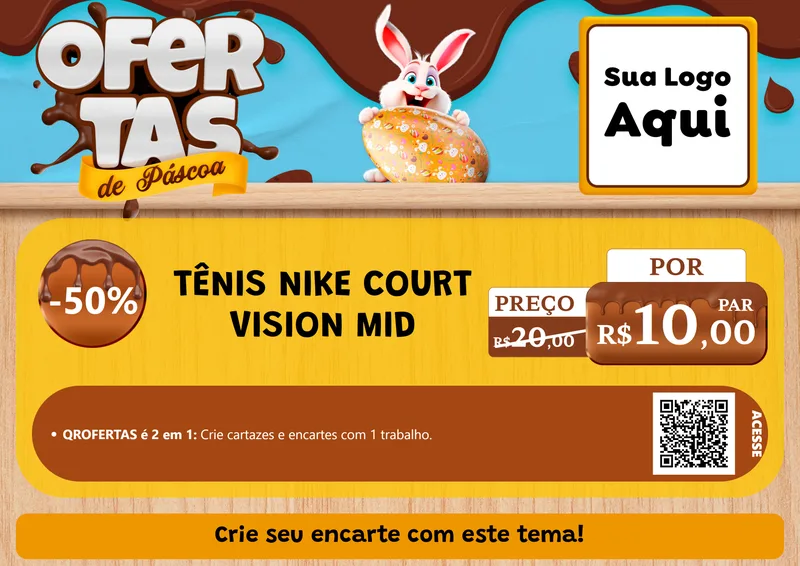 Modelo de Cartaz para Cartaz A4 Horizontal com o tema Ofertas de Páscoa para Calçados