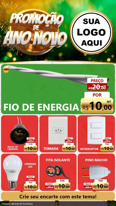 Modelo de Rede Social para Stories com o tema Promoção de Ano Novo para Materiais Elétricos