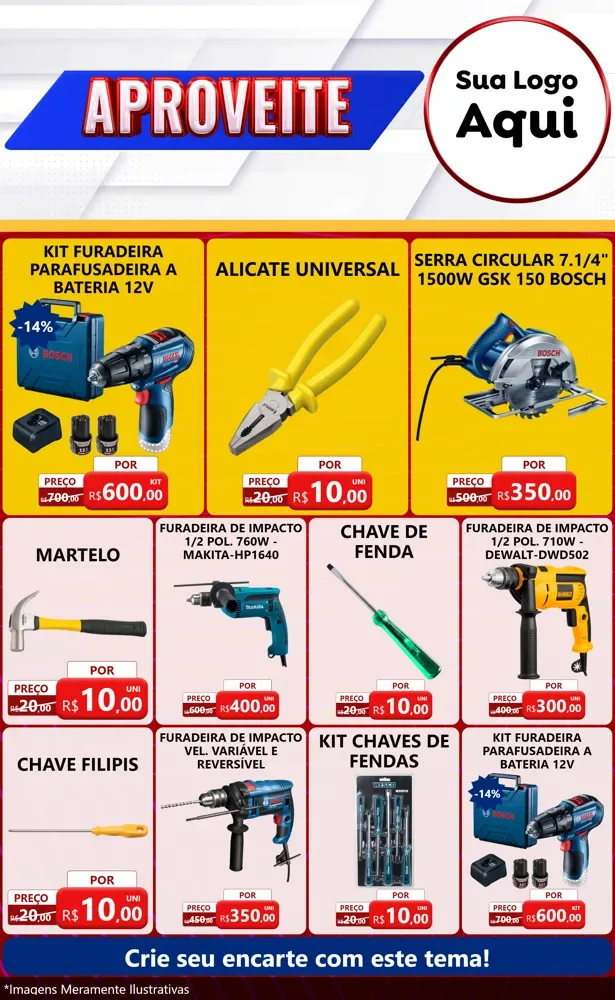 Modelo de Encarte para Encarte Grande com o tema Aproveite para Maquinas e Ferramentas