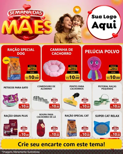 Modelo de Rede Social para Feed Instagram com o tema Semana das Mães para Pet Shop