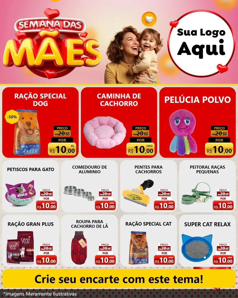 Modelo de Rede Social para Feed Instagram com o tema Semana das Mães para Pet Shop