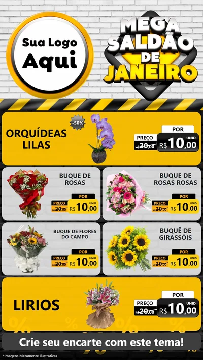 Modelo de TV para TV Vertical com o tema Mega Saldão de Janeiro para Floricultura e jardim