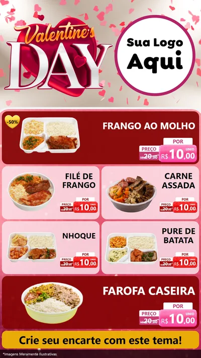 Modelo de TV para TV Vertical com o tema Valentine's Day para Restaurante