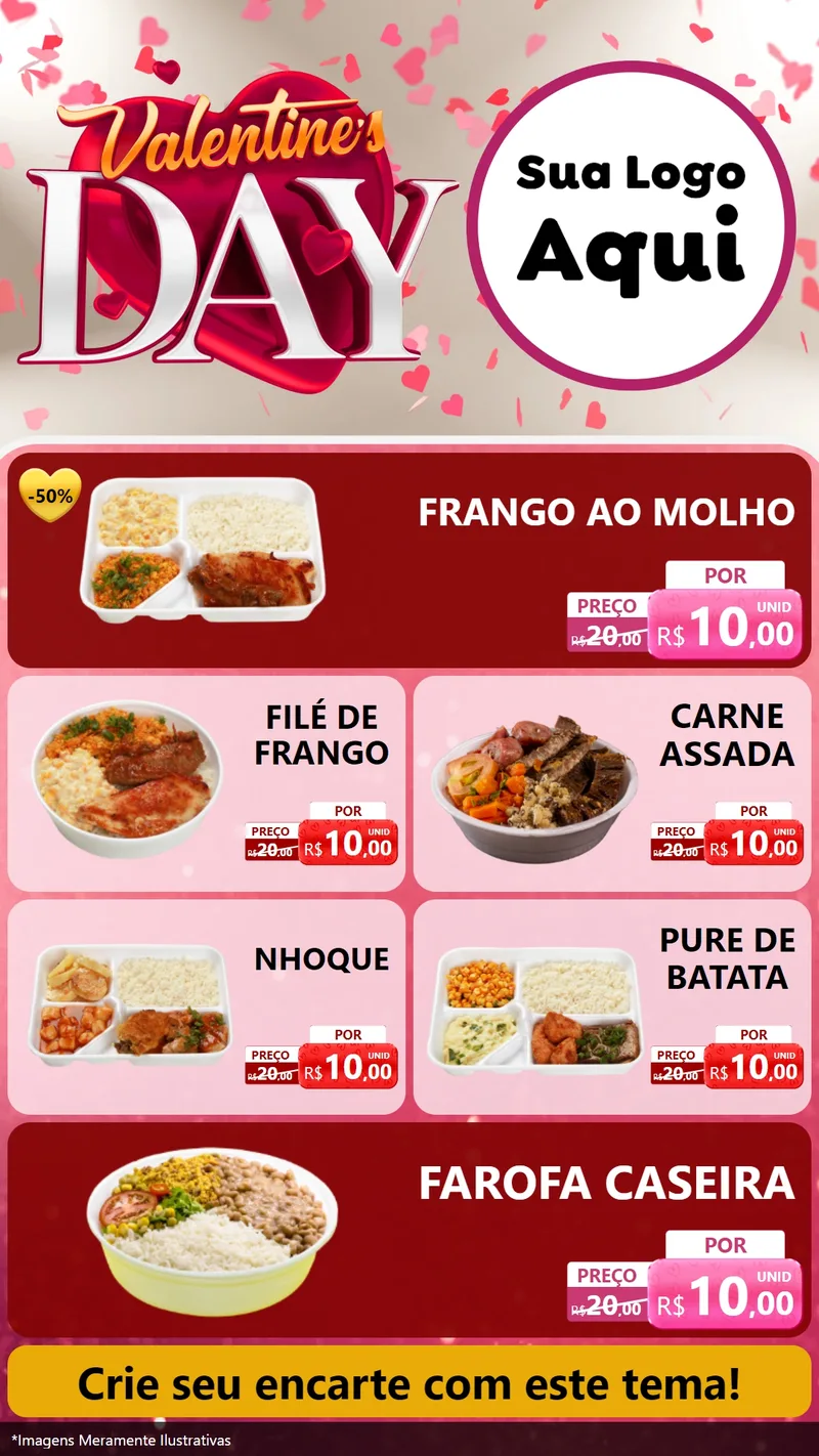 Modelo de TV para TV Vertical com o tema Valentine's Day para Restaurante