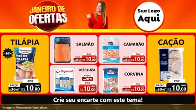 Modelo de TV para TV Horizontal com o tema Janeiro de Ofertas para Peixaria