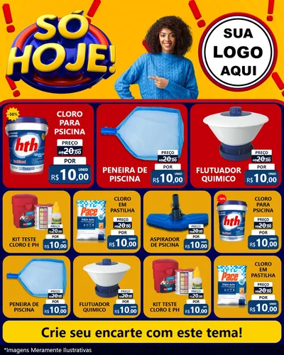 Modelo de Rede Social para Feed Instagram com o tema Só Hoje! para Produtos para Piscina