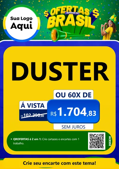 Modelo de Cartaz para Cartaz A4 Vertical com o tema Ofertas Semana do Brasil para Concessionaria de Carros
