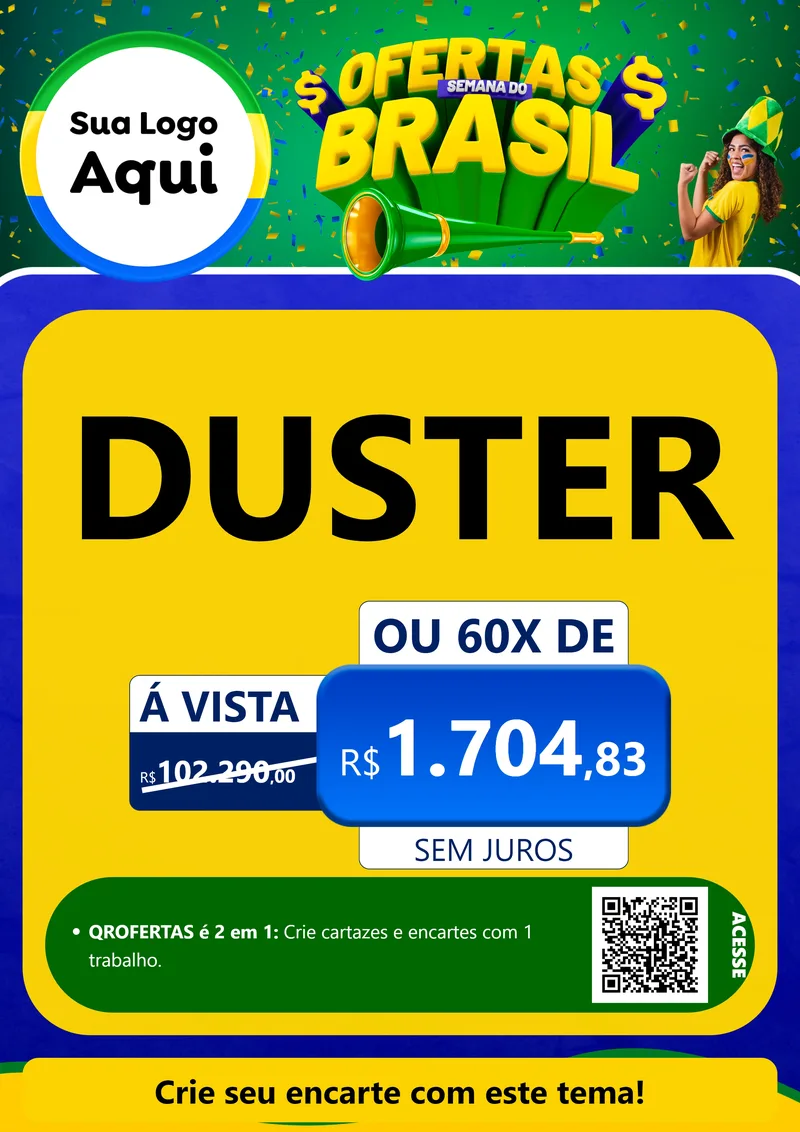Modelo de Cartaz para Cartaz A4 Vertical com o tema Ofertas Semana do Brasil para Concessionaria de Carros