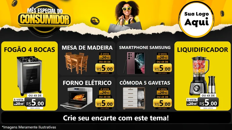 Modelo de TV para TV Horizontal com o tema Mês Especial do Consumidor para Móveis e Eletro