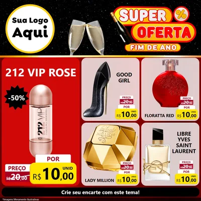 Modelo de Rede Social para Feed Facebook com o tema Super Oferta Fim de Ano para Perfumes