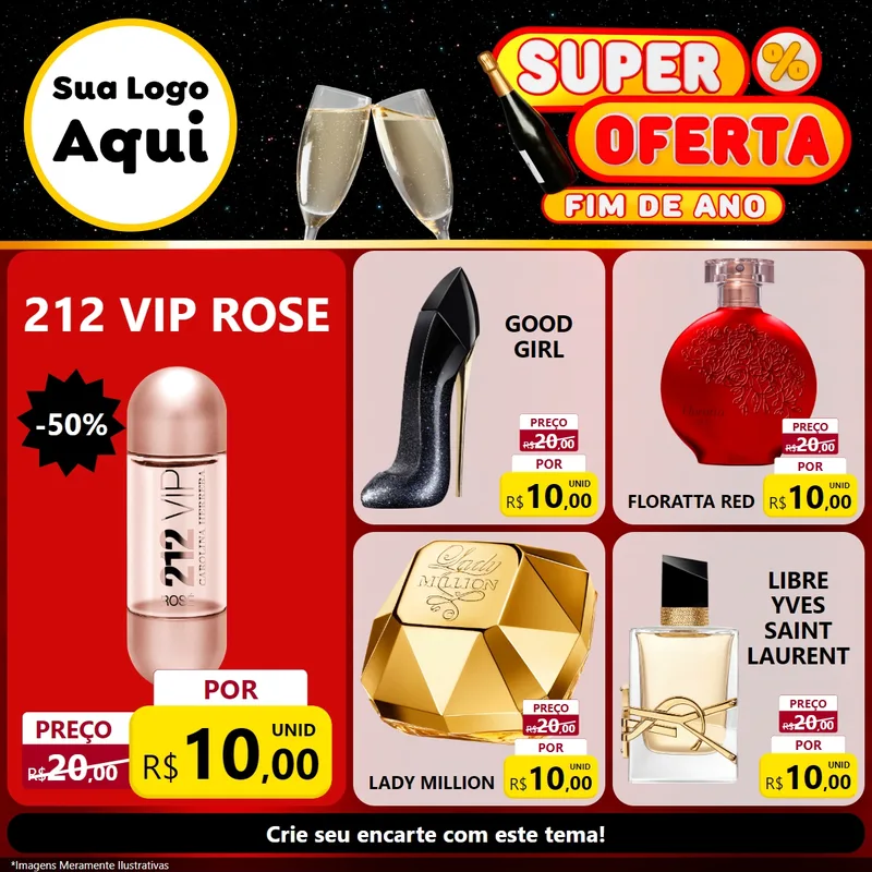 Modelo de Rede Social para Feed Facebook com o tema Super Oferta Fim de Ano para Perfumes