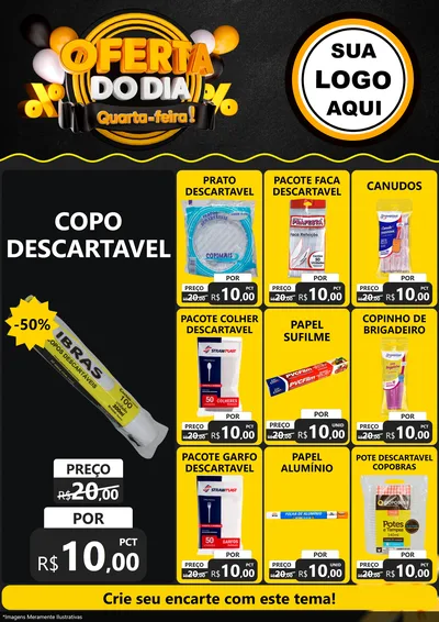 Modelo de Encarte para Encarte A4 Vertical com o tema Oferta do Dia - Quarta Feira! para Embalagens