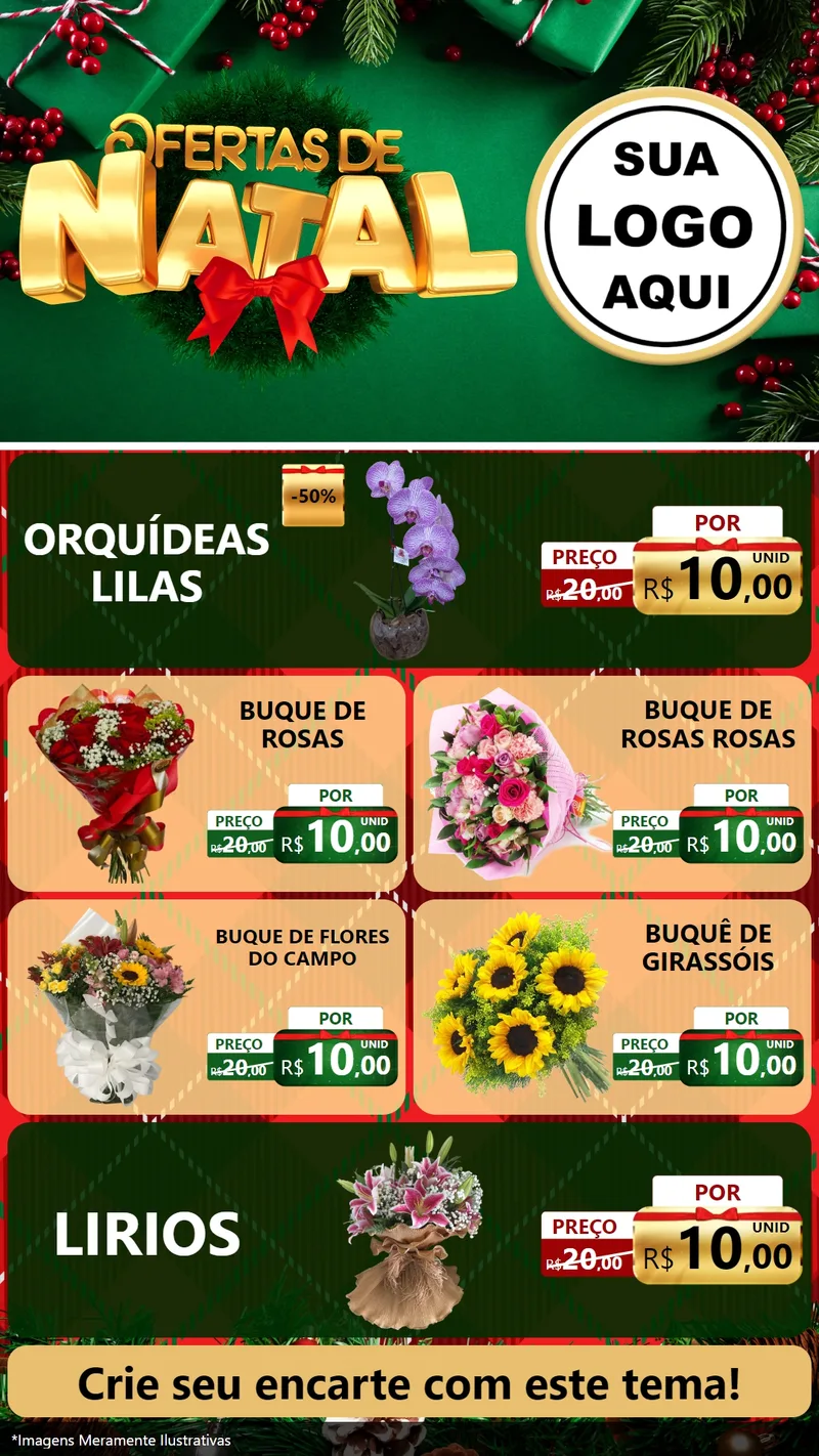 Modelo de TV para TV Vertical com o tema Ofertas de Natal para Floricultura e jardim