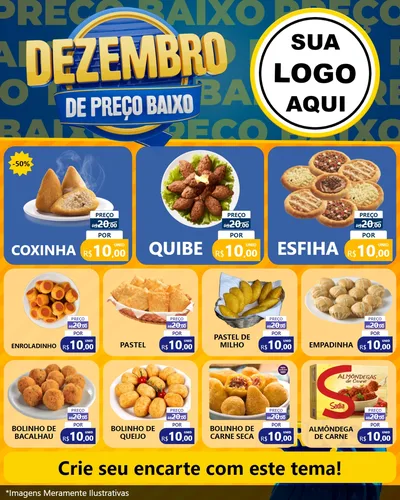 Modelo de Rede Social para Feed Instagram com o tema Dezembro de Preço Baixo para Salgadaria