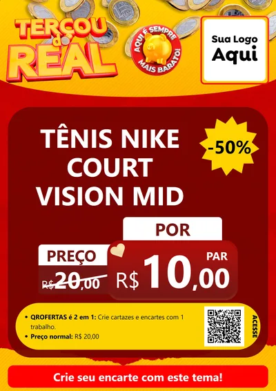 Modelo de Cartaz para Cartaz A4 Vertical com o tema Terçou do Real para Calçados
