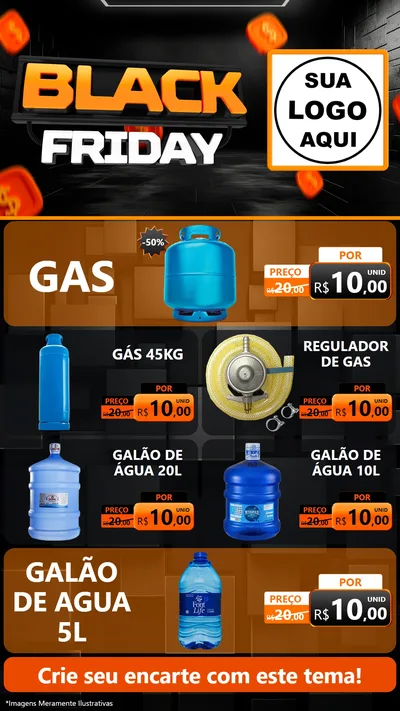 Modelo de TV para TV Vertical com o tema Black Friday para Água e gás