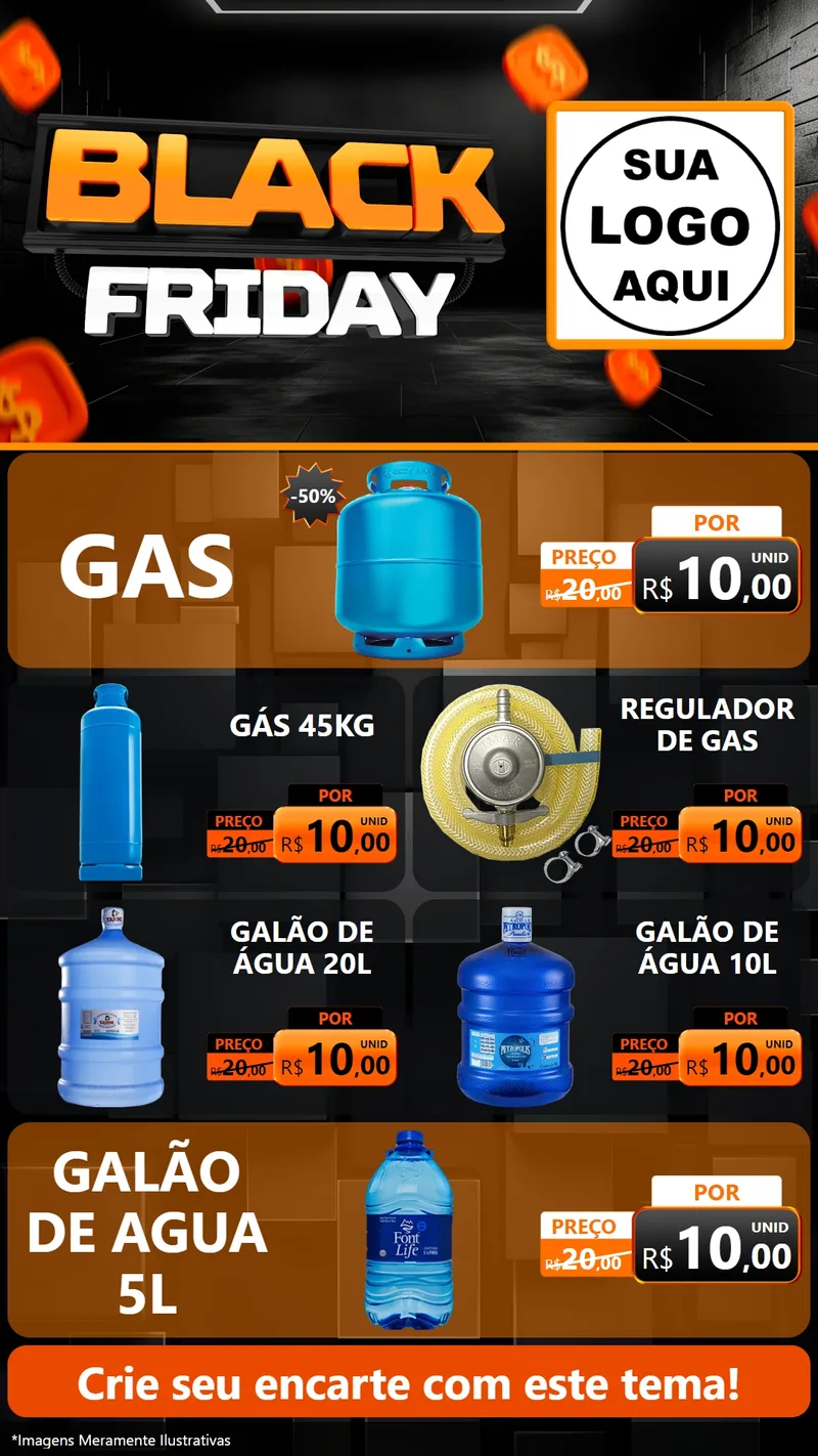 Modelo de TV para TV Vertical com o tema Black Friday para Água e gás