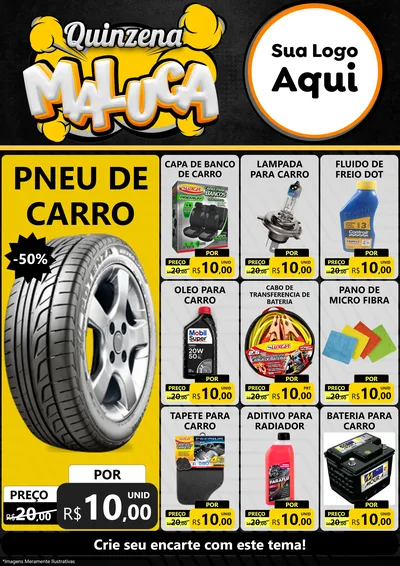 Modelo de Encarte para Encarte A4 Vertical com o tema Quinzena Maluca para Auto peças