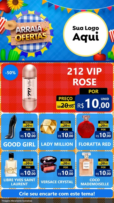 Modelo de Rede Social para Stories com o tema Arraiá de Ofertas para Perfumes