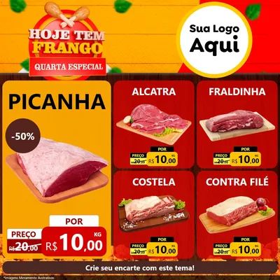 Modelo de Rede Social para Feed Facebook com o tema Hoje tem Frango Quarta Especial para Açougue