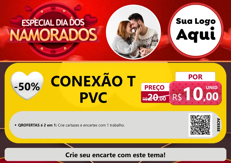 Modelo de Cartaz para Cartaz A4 Horizontal com o tema Especial Dia Dos Namorados para Tubos e conexões
