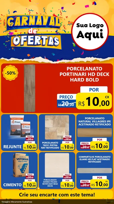 Modelo de Rede Social para Stories com o tema Carnaval de Ofertas para Pisos e revestimentos