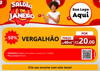 Modelo de Cartaz para Cartaz A4 Horizontal com o tema Saldão de Janeiro para Ferragens