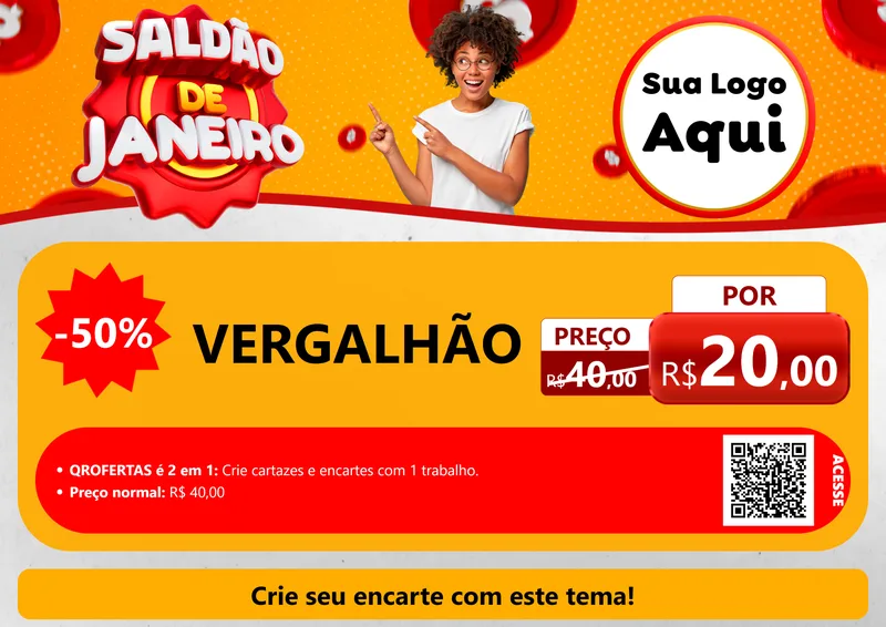 Modelo de Cartaz para Cartaz A4 Horizontal com o tema Saldão de Janeiro para Ferragens