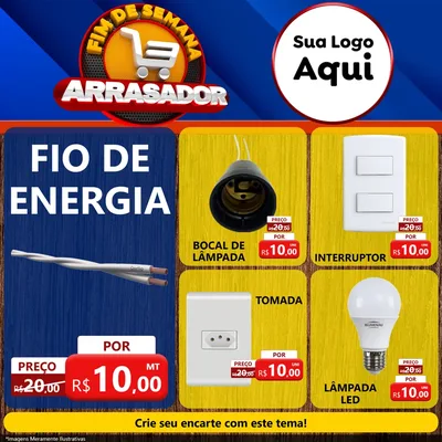 Modelo de Rede Social para Feed Facebook com o tema Fim De Semana Arrasador para Materiais Elétricos