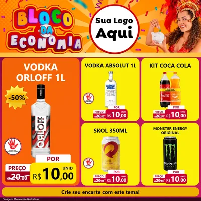 Modelo de Rede Social para Feed Facebook com o tema Bloco da Economia para Distribuidora de bebidas