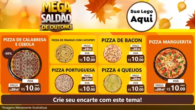 Modelo de TV para TV Horizontal com o tema Mega Saldão de Outono para Pizzaria