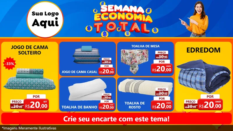 Modelo de TV para TV Horizontal com o tema Semana Economia Total para Cama, Mesa e Banho