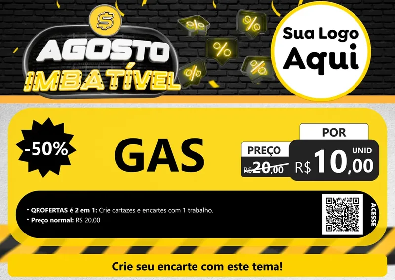 Modelo de Cartaz para Cartaz A4 Horizontal com o tema Agosto Imbatível para Água e gás