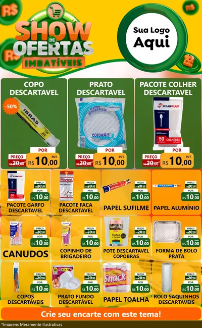 Modelo de Encarte para Encarte Grande com o tema Show de Ofertas Imbatíveis para Embalagens