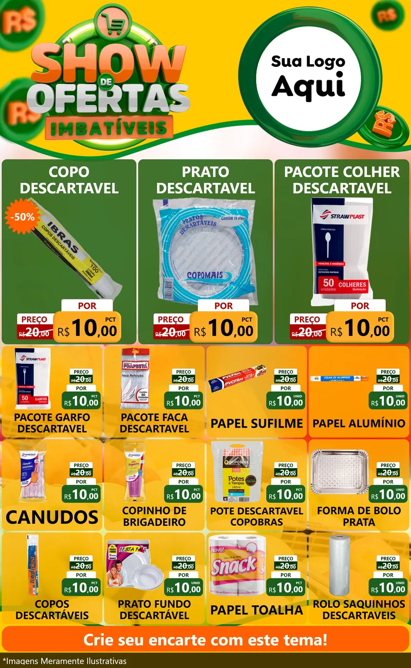 Modelo de Encarte para Encarte Grande com o tema Show de Ofertas Imbatíveis para Embalagens