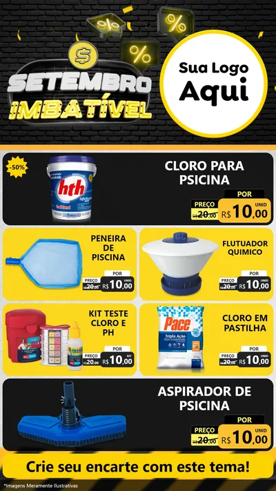 Modelo de TV para TV Vertical com o tema Setembro Imbatível para Produtos para Piscina