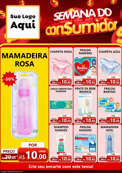 Modelo de Encarte para Encarte A4 Vertical com o tema Semana do Consumidor para Bebês