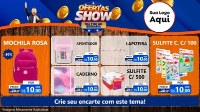 Modelo de TV para TV Horizontal com o tema Ofertas Show No Fim De Semana para Papelaria